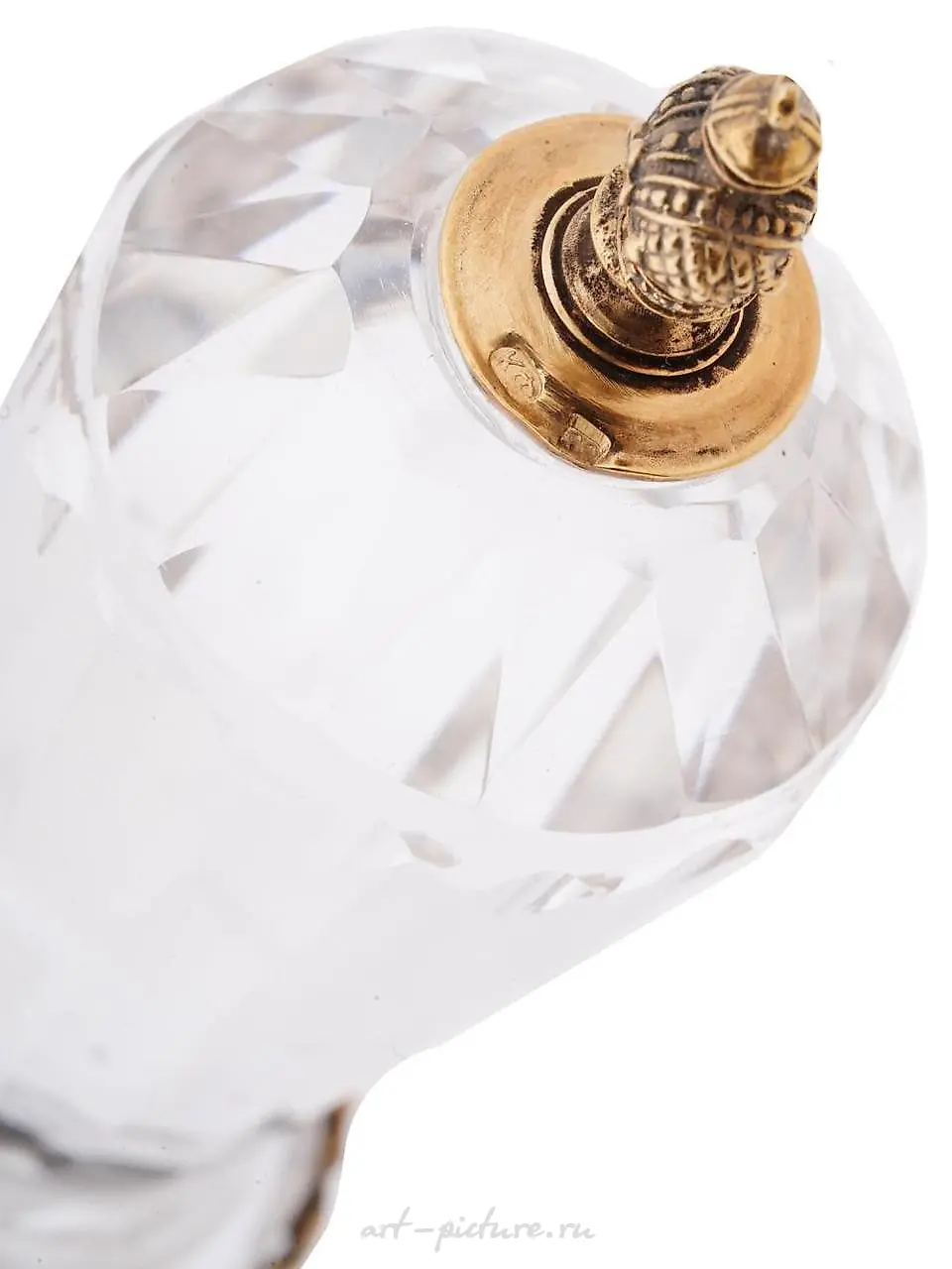 RUSSIAN GILT SILVER ROCK CRYSTAL DIAMONDS STAMP — photo 3