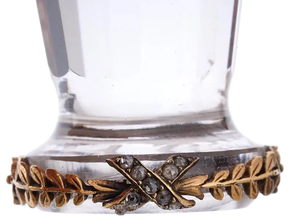 RUSSIAN GILT SILVER ROCK CRYSTAL DIAMONDS STAMP — photo 8
