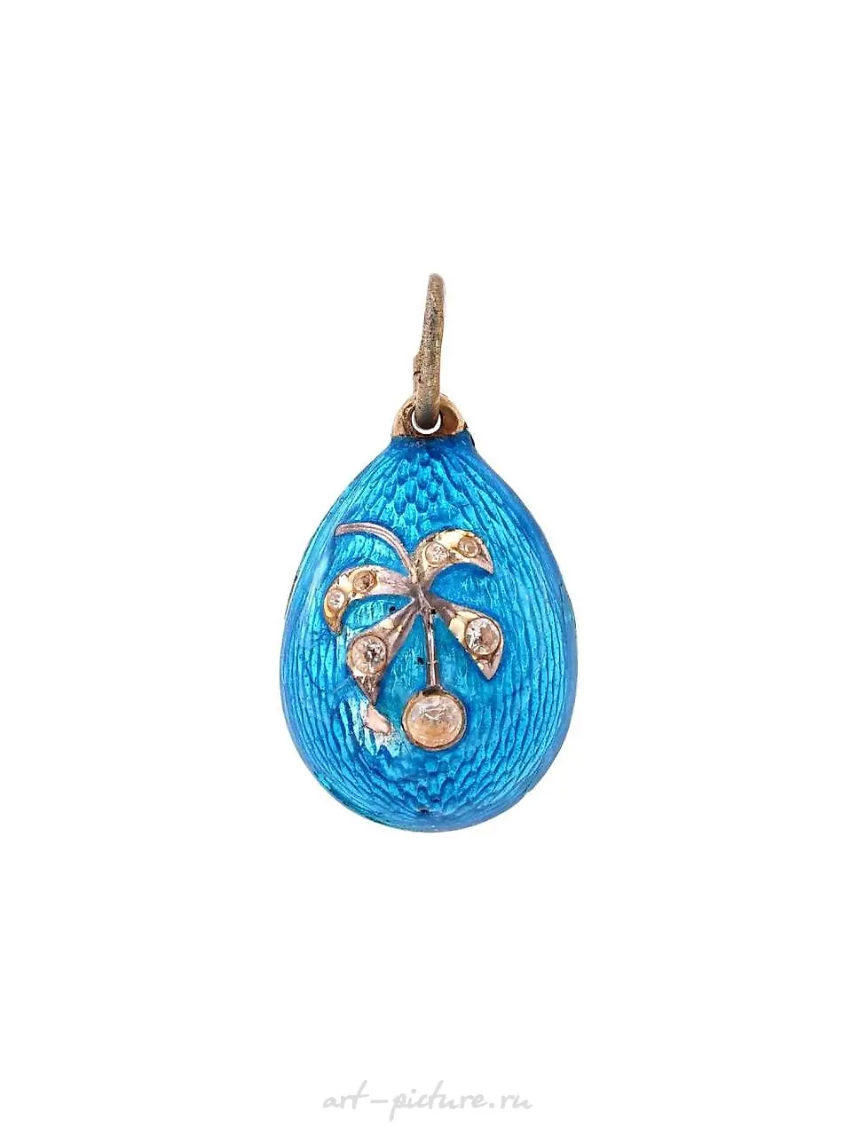 RUSSIAN 88 SILVER ENAMEL AND DIAMONDS EGG PENDANT