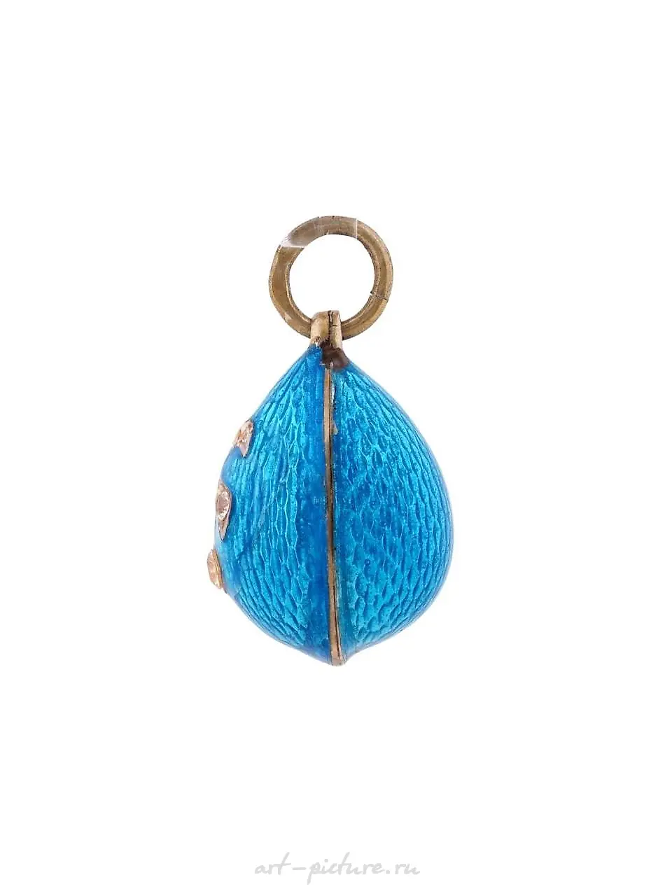 RUSSIAN 88 SILVER ENAMEL AND DIAMONDS EGG PENDANT — photo 2