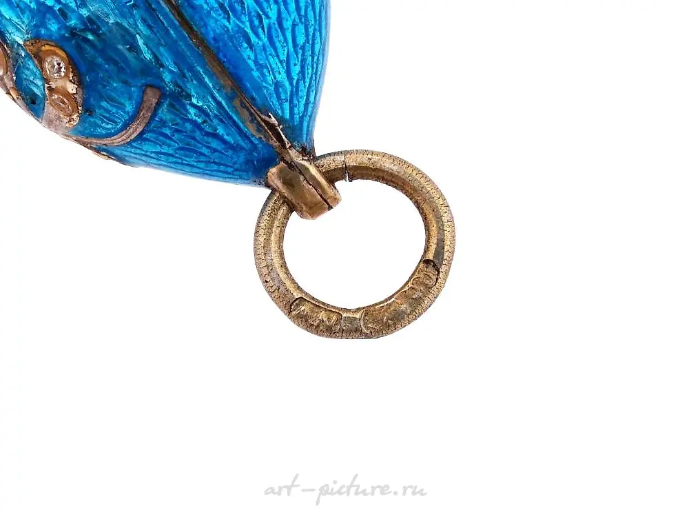 RUSSIAN 88 SILVER ENAMEL AND DIAMONDS EGG PENDANT — photo 4