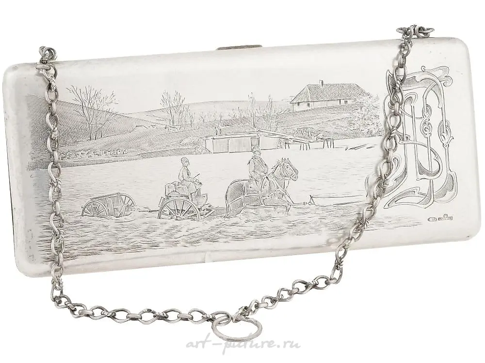 IMPERIAL RUSSIAN SILVER ENGRAVED CLUTCH PURSE