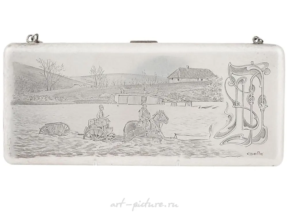 IMPERIAL RUSSIAN SILVER ENGRAVED CLUTCH PURSE — photo 2