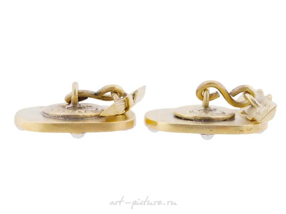 RUSSIAN GILT SILVER ENAMEL NICHOLAS II CUFFLINKS — photo 5