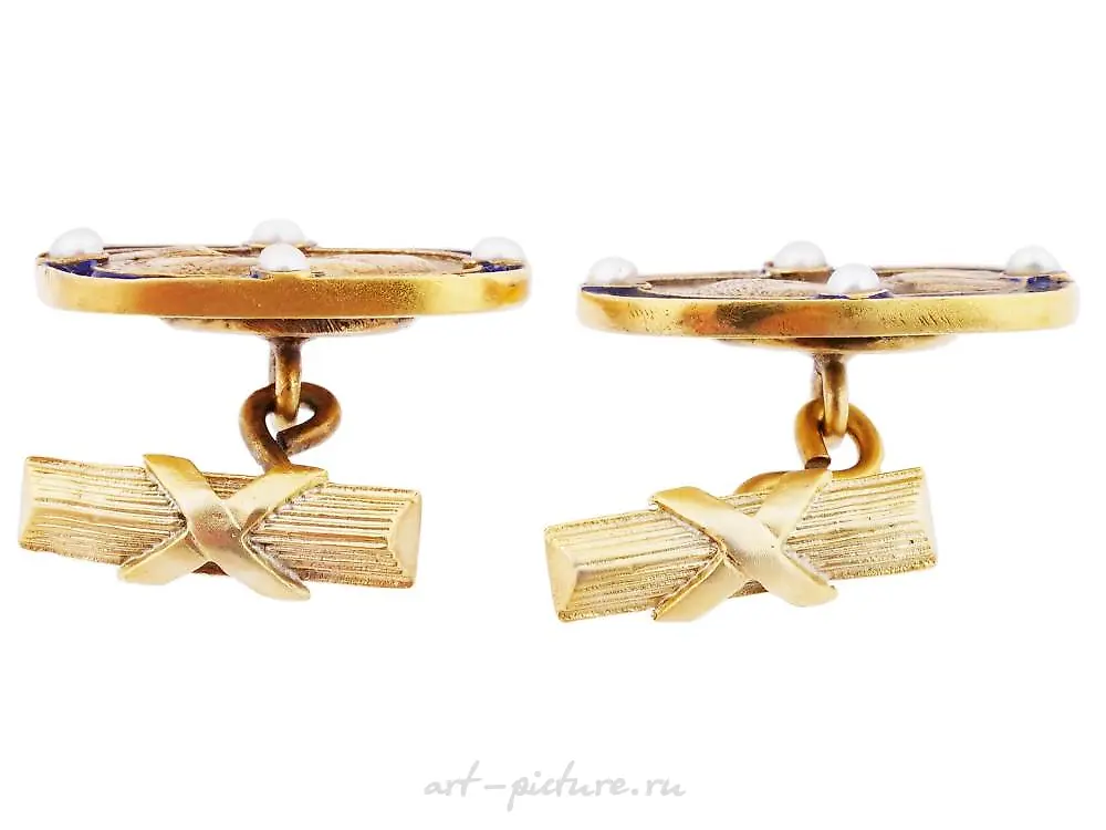 RUSSIAN GILT SILVER ENAMEL NICHOLAS II CUFFLINKS — photo 6
