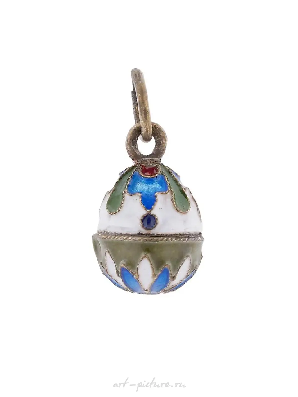 RUSSIAN GILT SILVER CLOISONNE ENAMEL EGG PENDANT