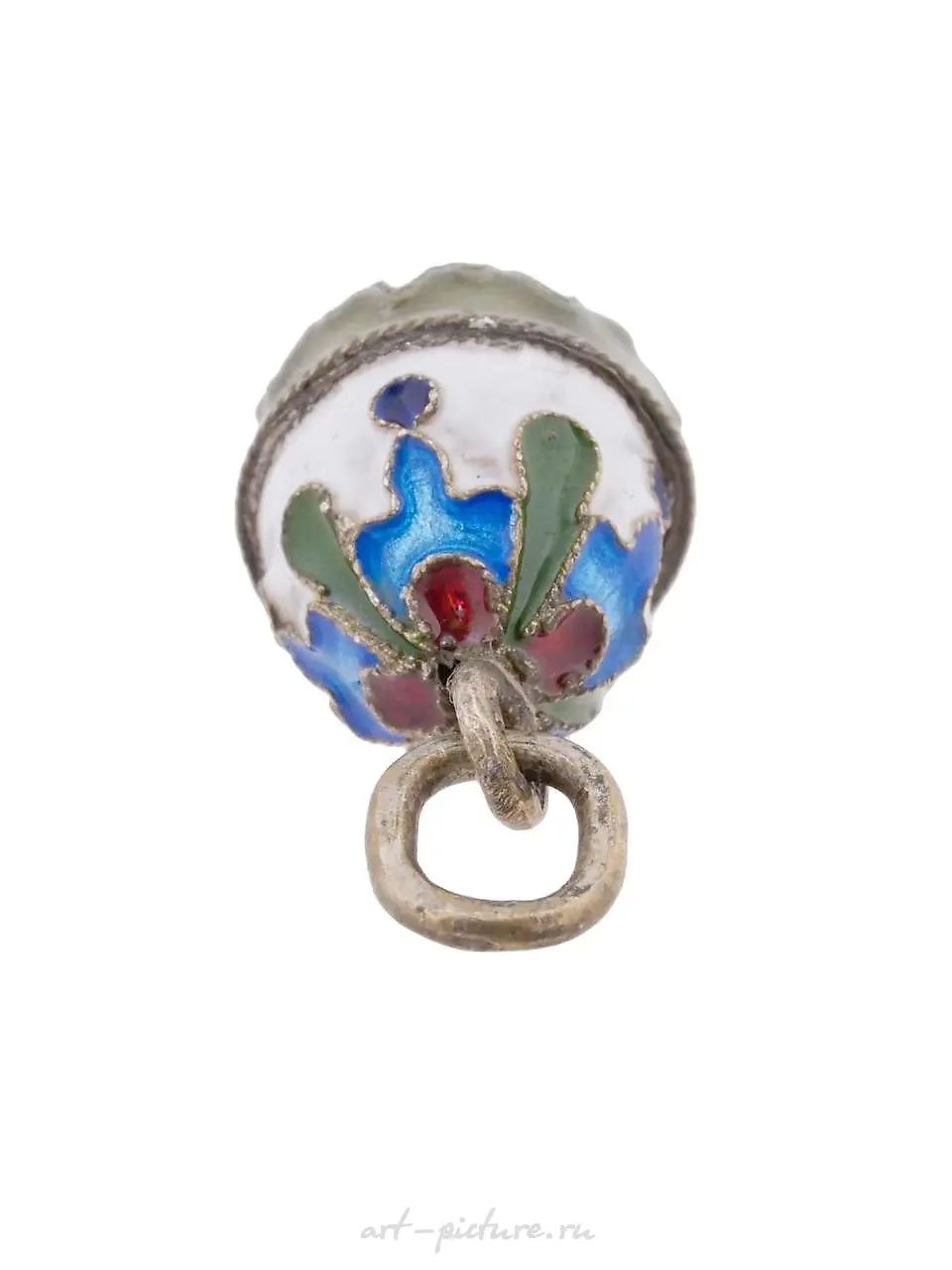 RUSSIAN GILT SILVER CLOISONNE ENAMEL EGG PENDANT — photo 6