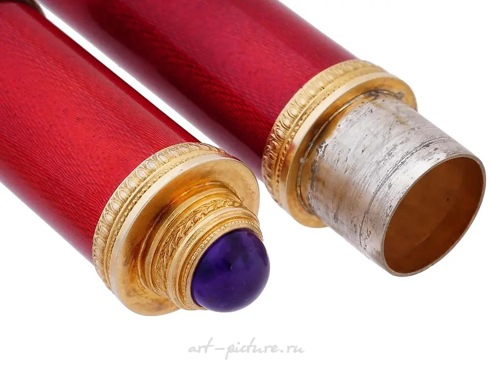 RUSSIAN GILT SILVER GUILLOCHE ENAMEL CIGAR CASE — photo 7