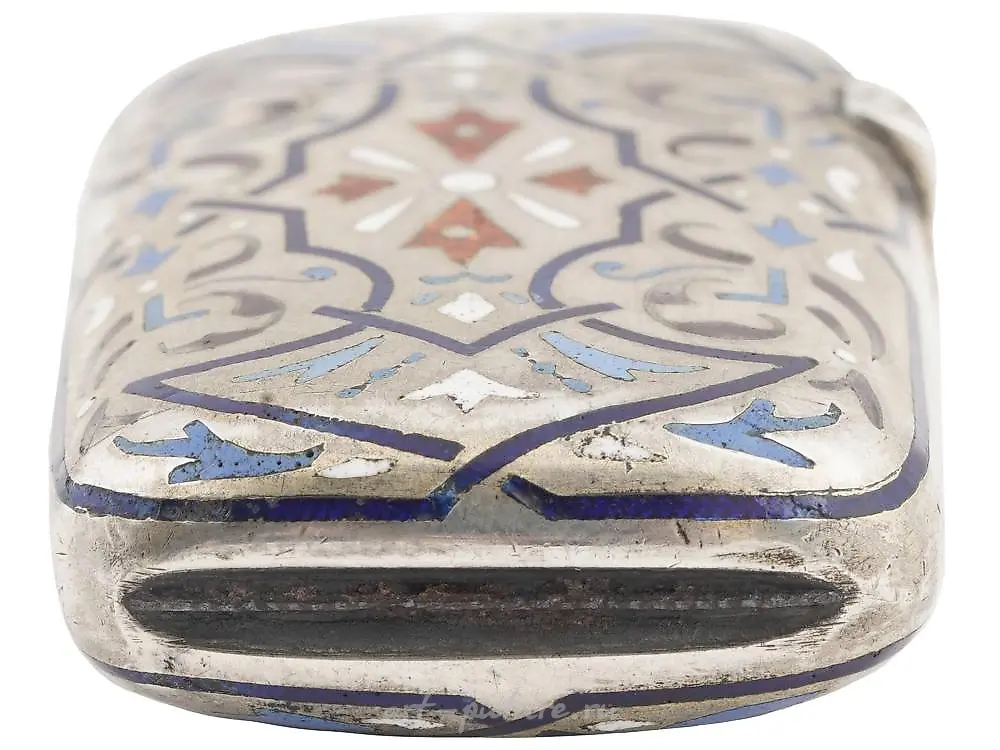 IMPERIAL RUSSIAN SILVER ENAMEL MATCH HOLDER SAFE — photo 5