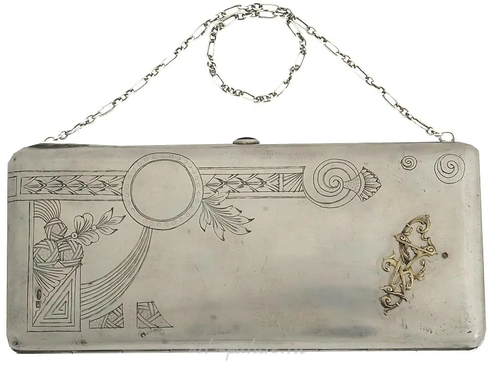 ANTIQUE RUSSIAN SILVER CLUTCH BAG BY S. FROLOV