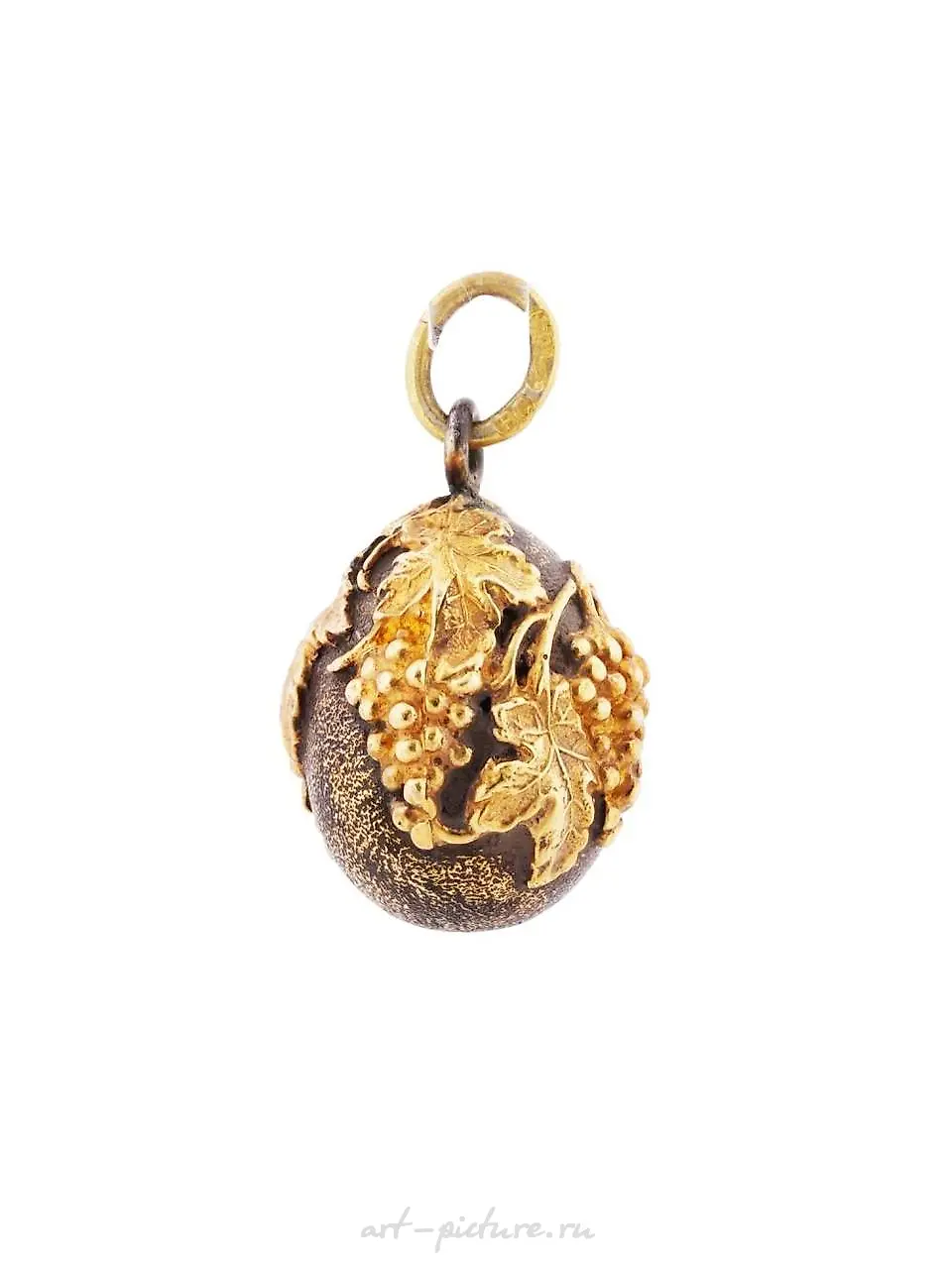 RUSSIAN 84 GILT SILVER GRAPE VINES EGG PENDANT — photo 4