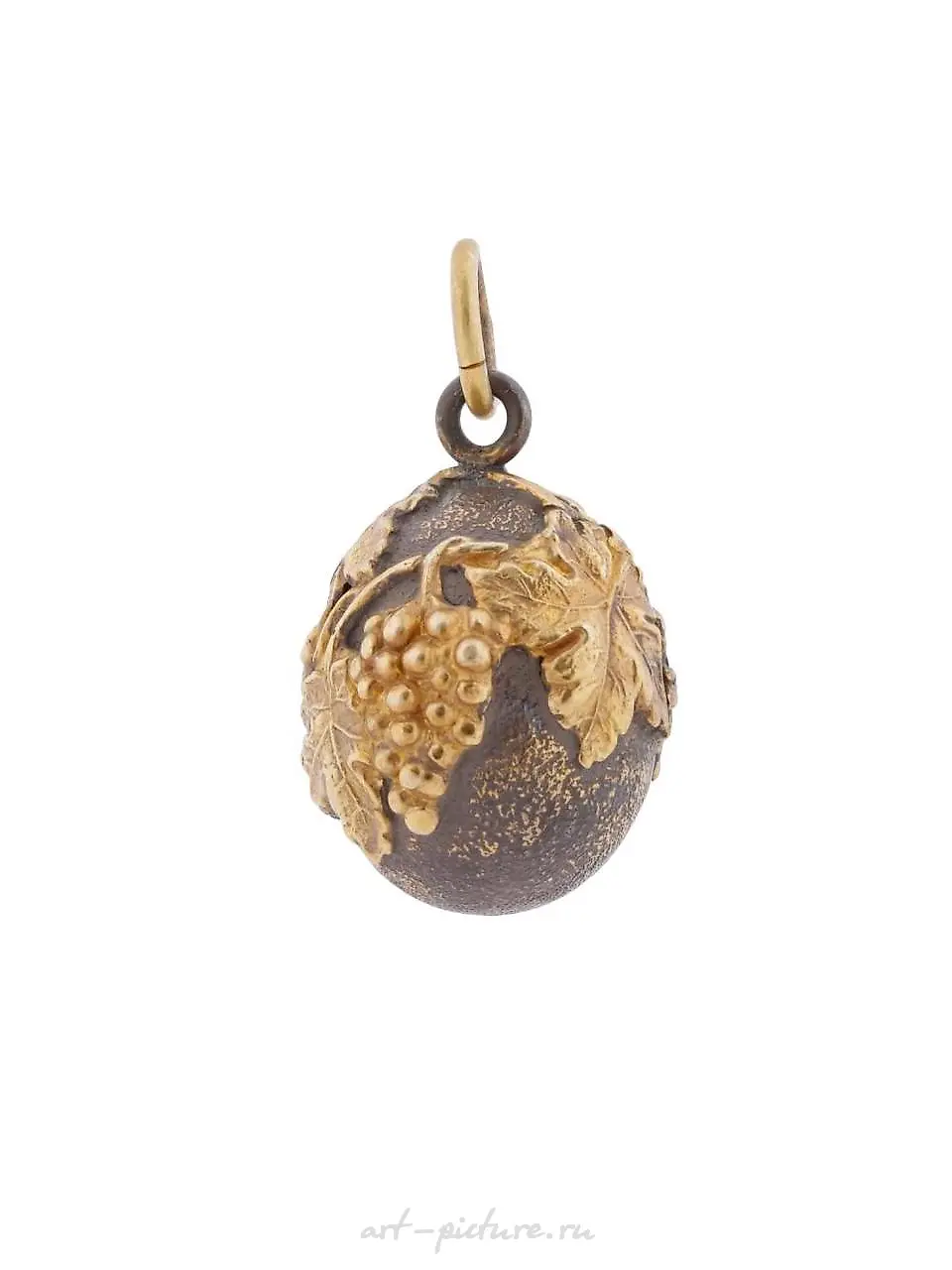 RUSSIAN 84 GILT SILVER GRAPE VINES EGG PENDANT — photo 2