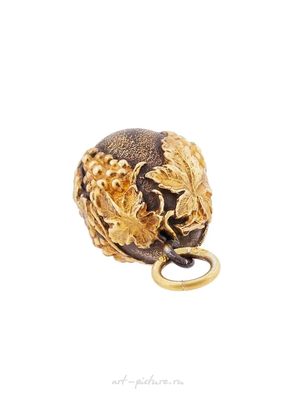 RUSSIAN 84 GILT SILVER GRAPE VINES EGG PENDANT — photo 5