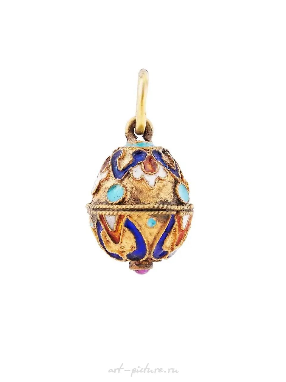 RUSSIAN 84 GILT SILVER ENAMEL EASTER EGG PENDANT