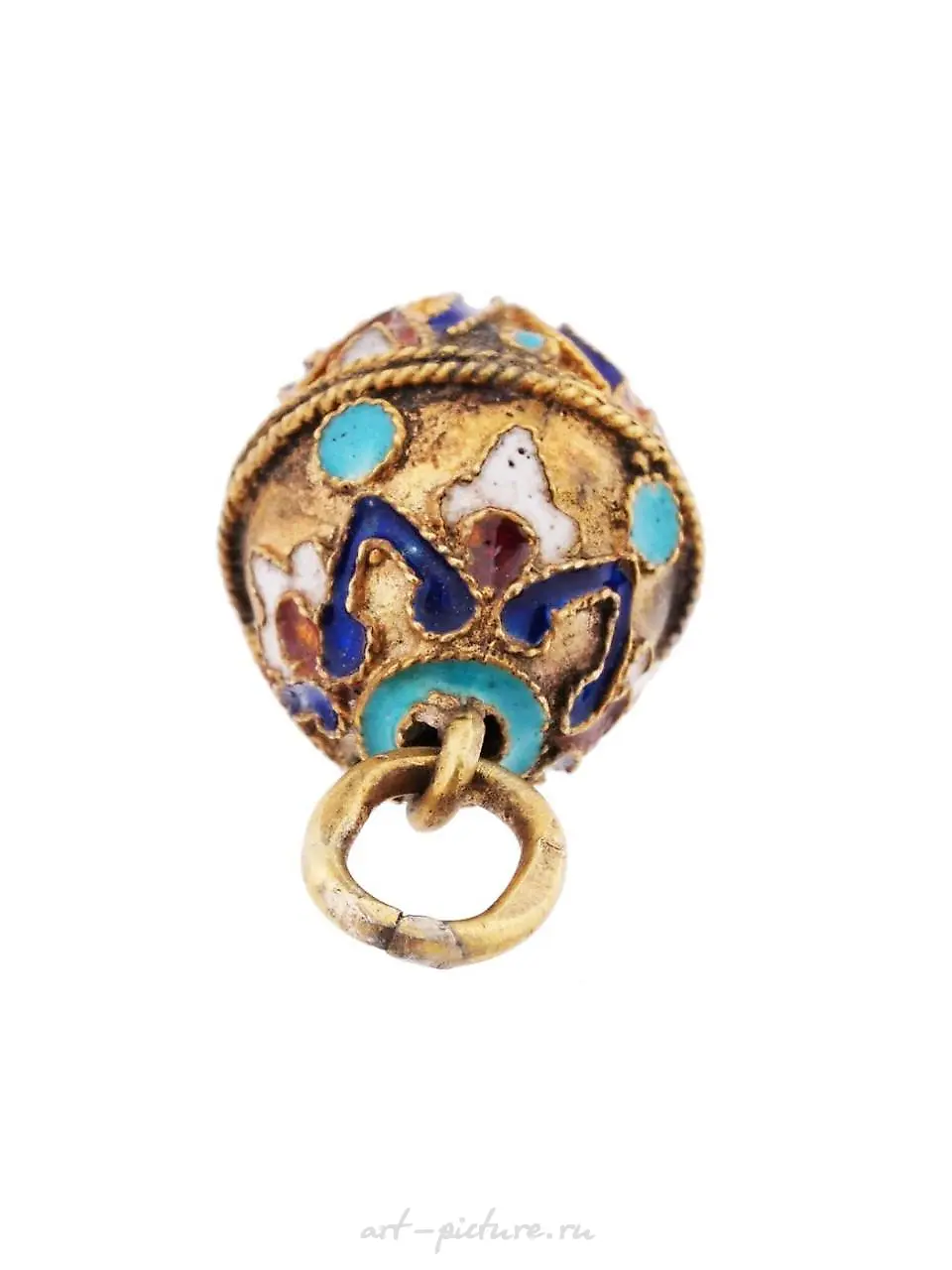 RUSSIAN 84 GILT SILVER ENAMEL EASTER EGG PENDANT — photo 5