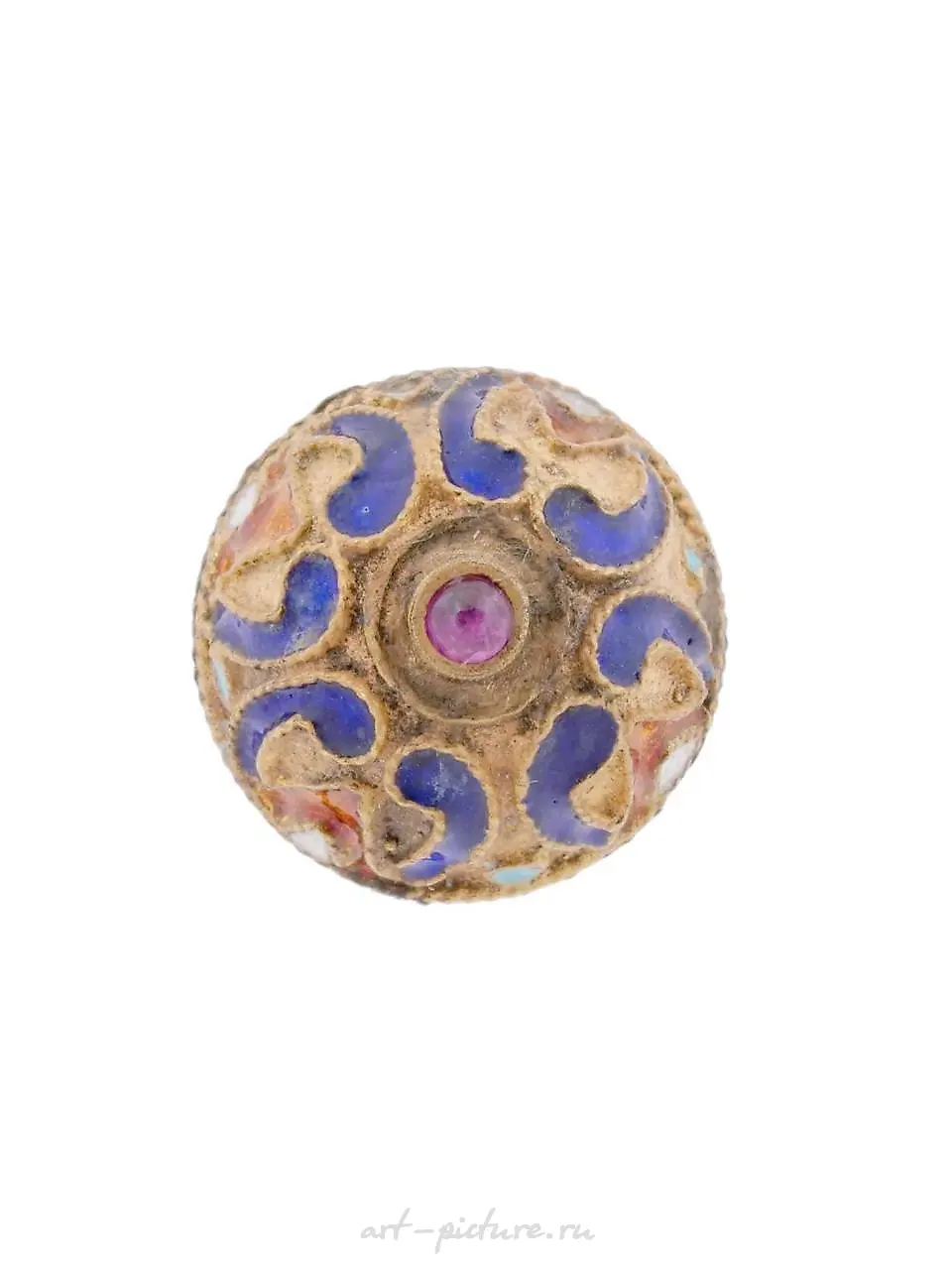 RUSSIAN 84 GILT SILVER ENAMEL EASTER EGG PENDANT — photo 6