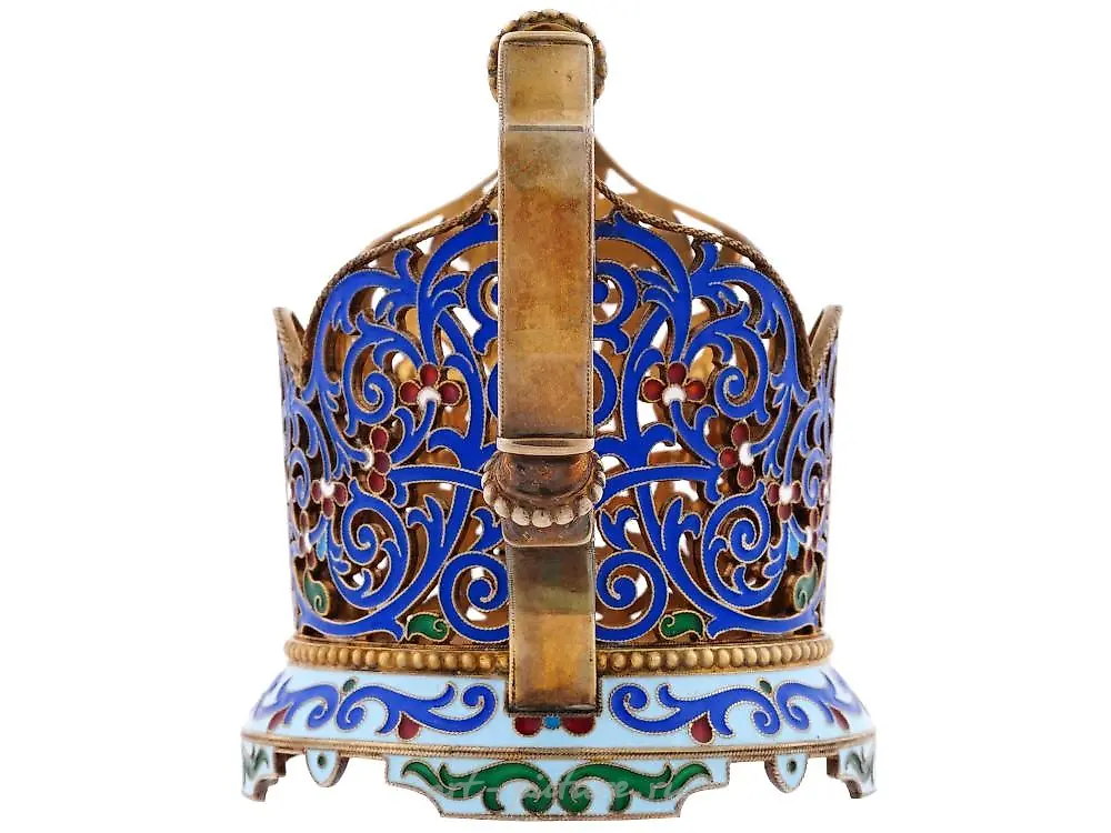 RUSSIAN GILT SILVER TEA GLASS HOLDER WITH SPOON — photo 6