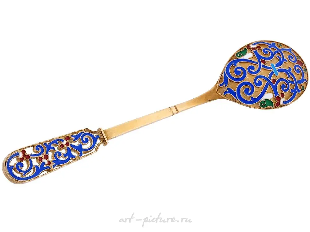 RUSSIAN GILT SILVER TEA GLASS HOLDER WITH SPOON — photo 9
