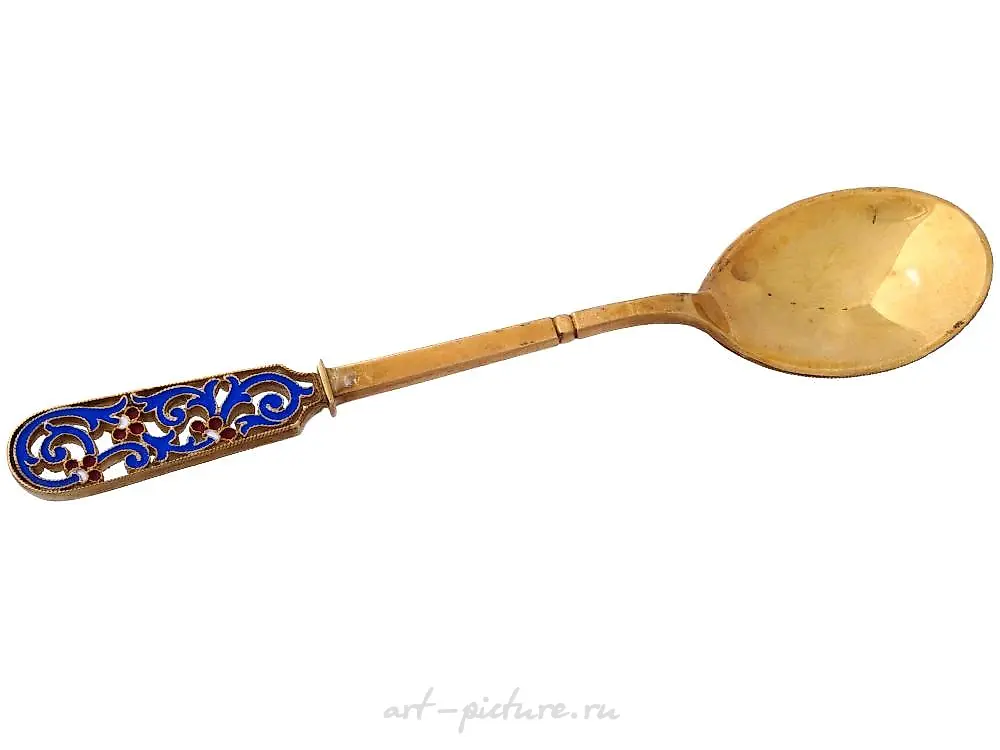 RUSSIAN GILT SILVER TEA GLASS HOLDER WITH SPOON — photo 10