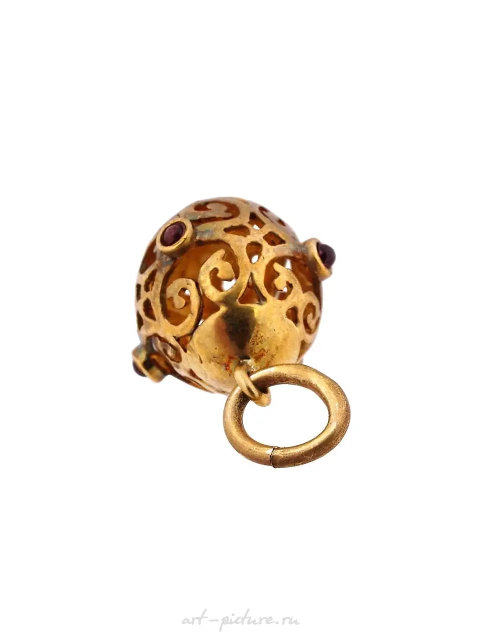 RUSSIAN SILVER GILT OPENWORK EGG PENDANT WITH RUBY — photo 6