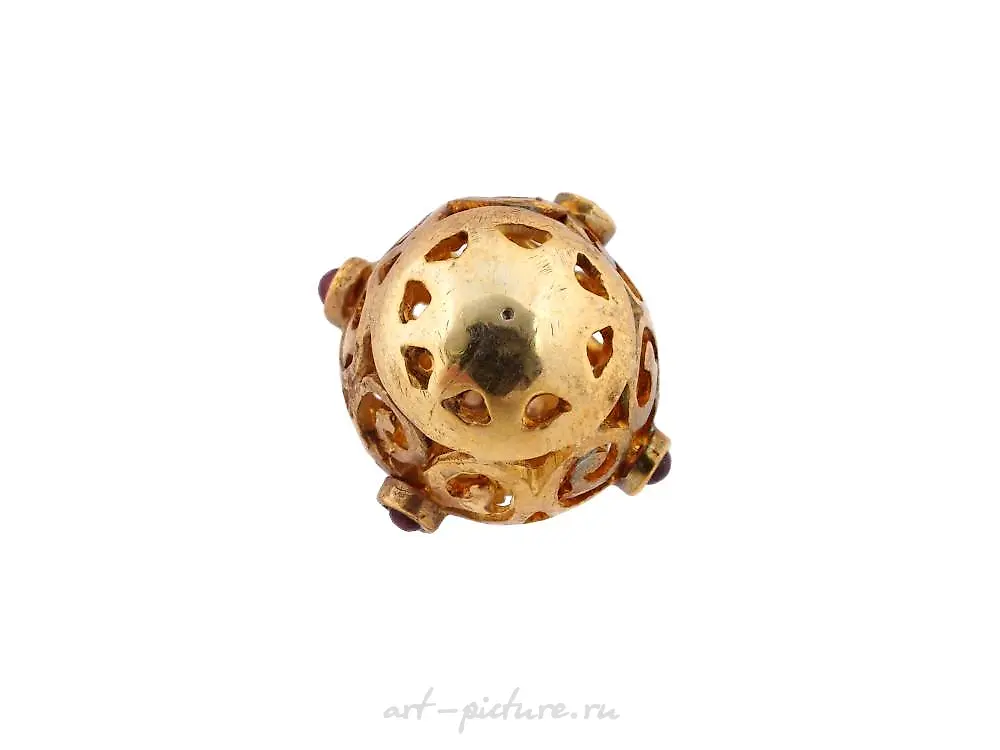 RUSSIAN SILVER GILT OPENWORK EGG PENDANT WITH RUBY — photo 7