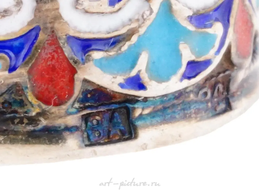RUSSIAN JUDAICA 84 GILT SILVER ENAMEL MEZUZAH — photo 5
