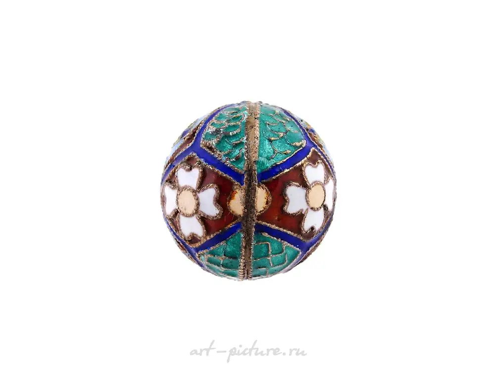 RUSSIAN GILT SILVER CLOISONNE ENAMEL EGG PENDANT — photo 4