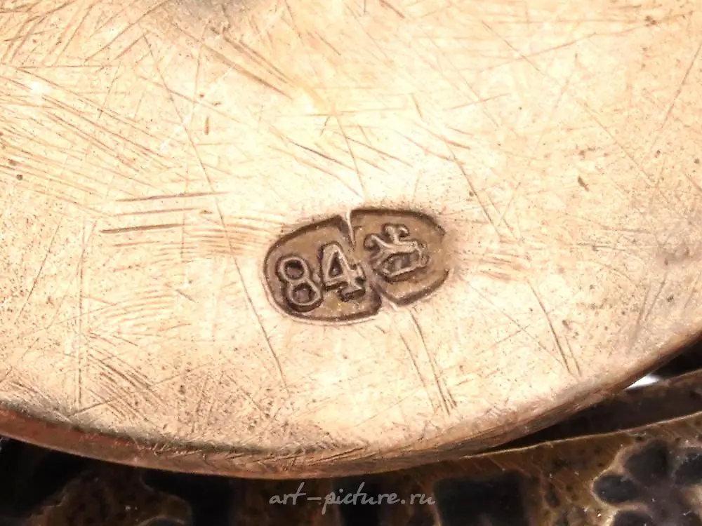 RUSSIAN 84 GILT SILVER NICHOLAS II ENAMEL BADGE — photo 11