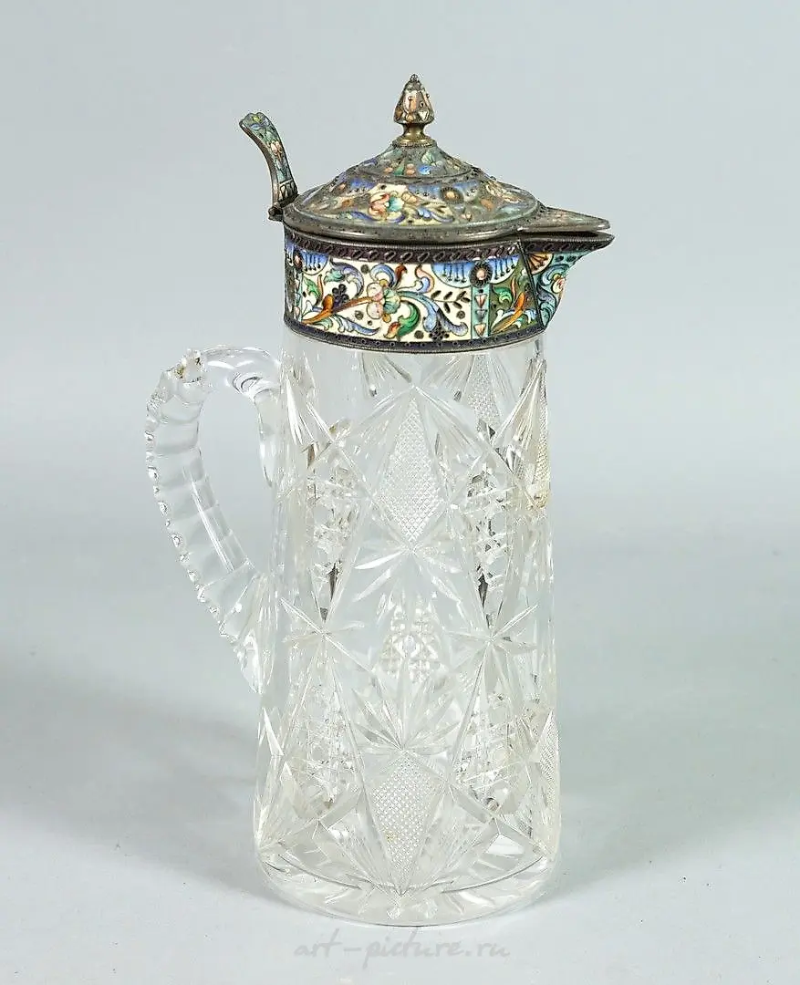 Two cut crystal bottles, silver (925 thousandths)...