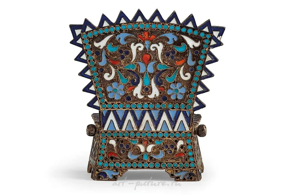 SALIERA A TRONO IN SILVER AND ENAMEL, MOSCOW, 1896, GOLDSMITH I. D... — photo 2