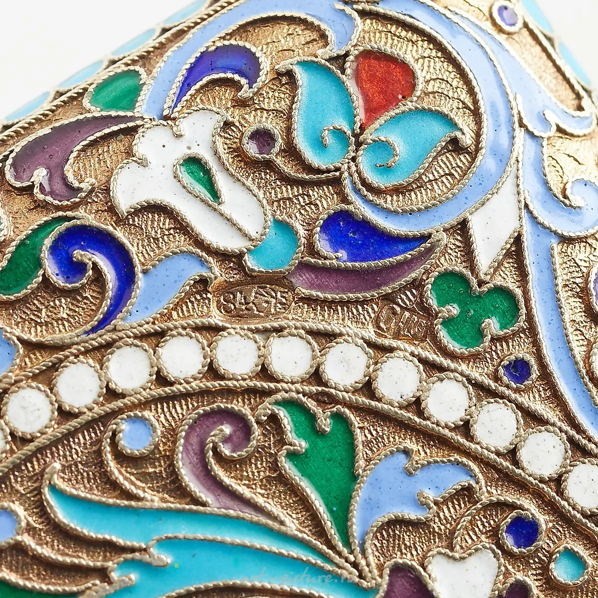 俄罗斯制造的1898-1908年银质珐琅烟盒。 — 照片 3