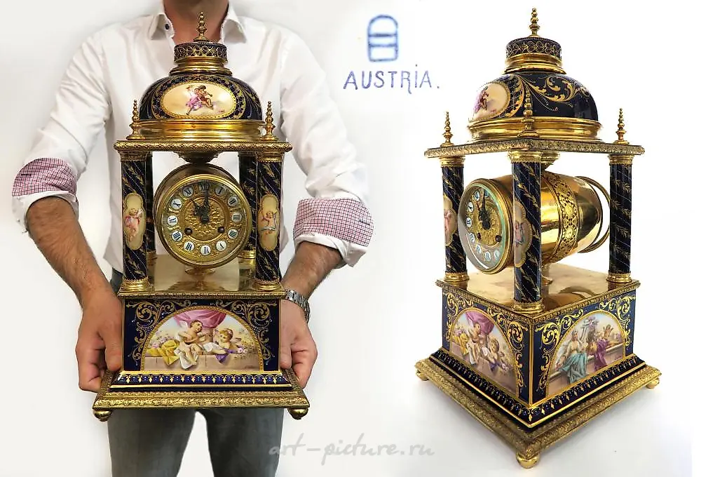 A LARGE 19TH C. AUSTRIAN ROYAL VIENNA CLOCK