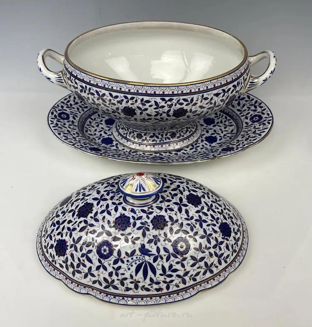 A VERY LARGE ROYAL VIENNA SOUP TUREEN AND UNDER PLATE — photo 2
