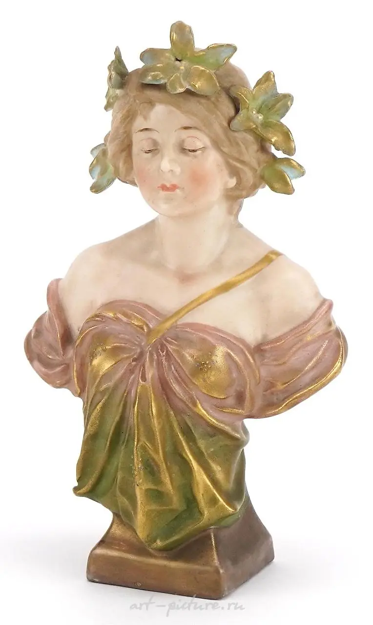 Bohemian Art Nouveau porcelain bust of a maiden in the style...