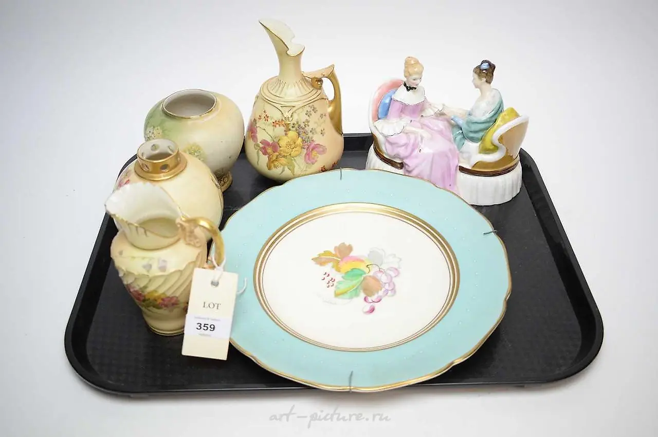 Two Royal Worcester blush ivory items