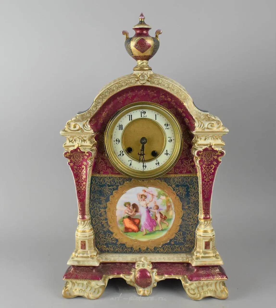 A Royal Vienna Lidded Pedestal Vase of Urn Form with Central...