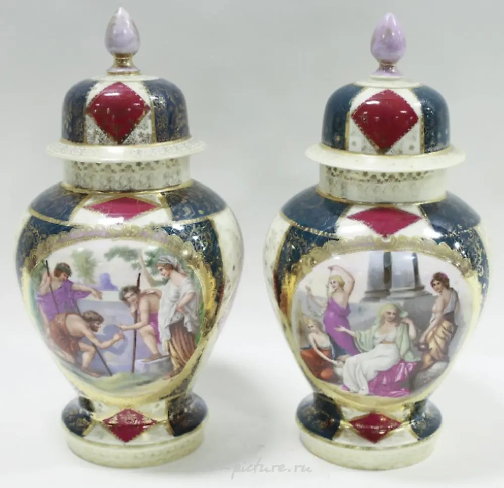 Royal Vienna Porcelain Lidded Portrait Urn
