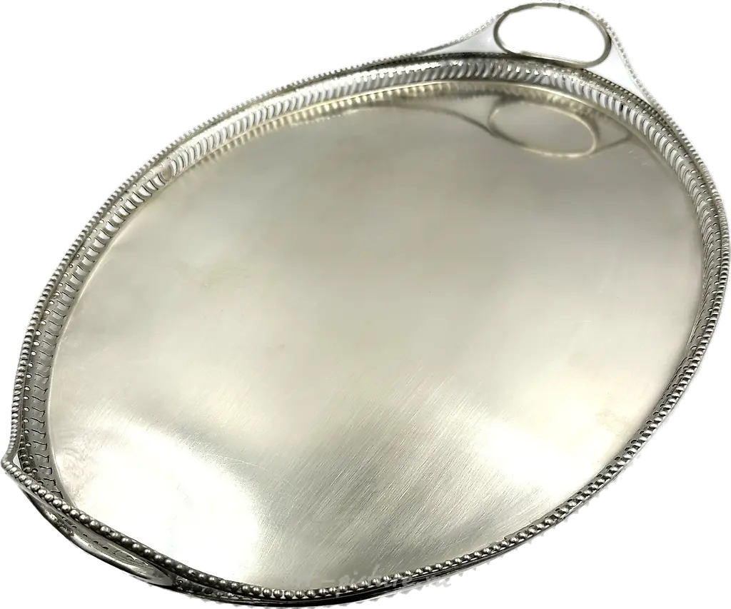 Silver tray in Russian style, 18th century, with side handles, 1798, Kaluga.