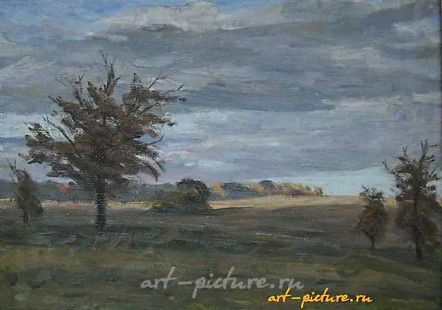 Oaks. Cardboard, oil. 35 x 50 cm