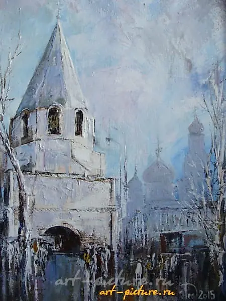 The translation of the text is "Spasskaya Tower oil, canvas."