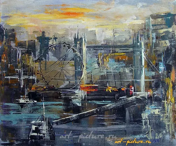 "London acrylic, canvas"