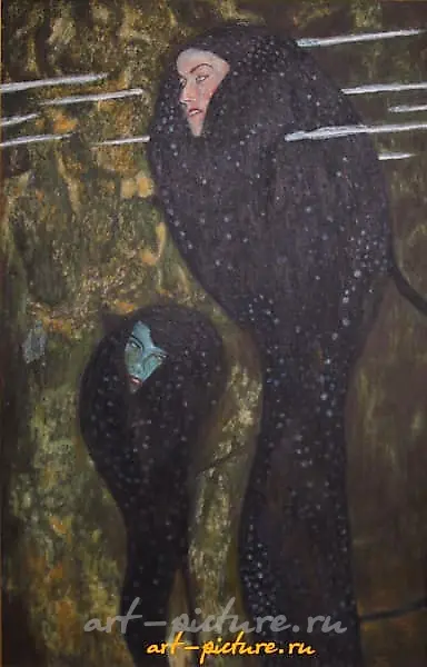 Mermaids (Silver Fish). Copy of the painting by Gustav Klimt, canvas, oil.