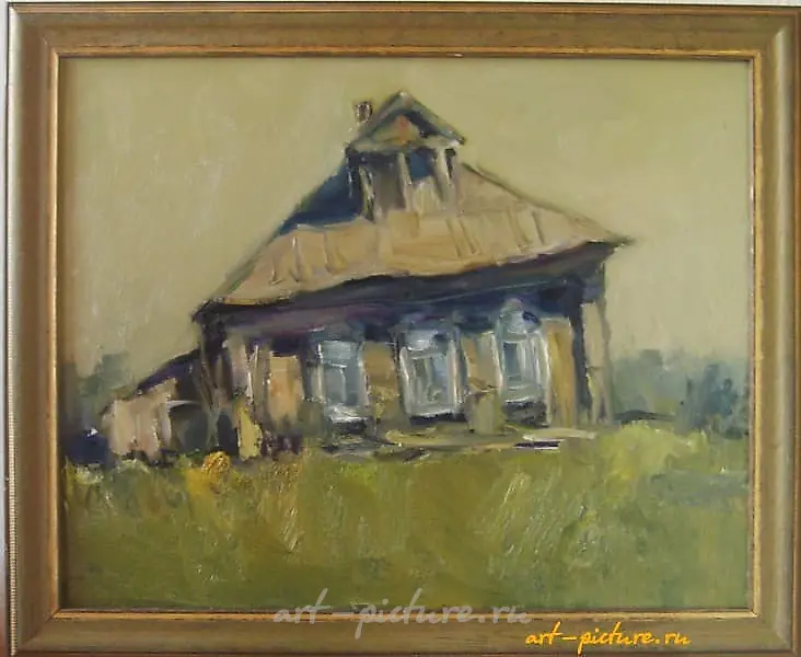 The translation of "деревенский старый дом масло, холст" into English is "village old house oil, canvas."