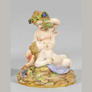 Детская группа с виноградными лозами: фарфоровая модель Мейсена, около 1900 года