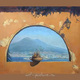 The translation of "Вид на Везувий" into English is "View of Vesuvius."