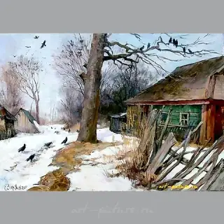 Этюд в деревне. Холст, масло. 35 х 50 см