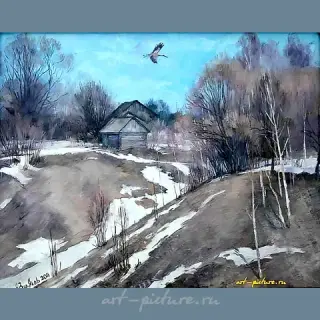 Spring has arrived. Canvas, oil. 41 x 57 cm.