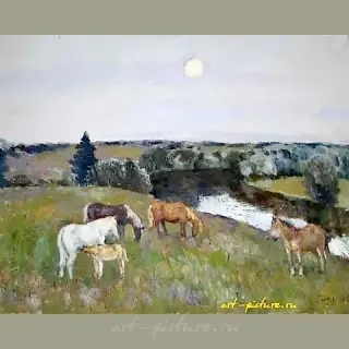 "By the Dnipro. Canvas, oil. 72 x 92 cm"