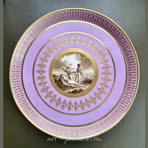 The dish Dagoty with painting based on the plot of the novel by J.-A. Bernardin de Saint-Pierre "Paul and Virginia."