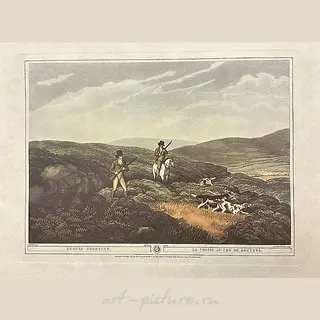 The translation of the text is: 

"Shooting at Partridges. Matthew Dubourg (1786–1838)"
